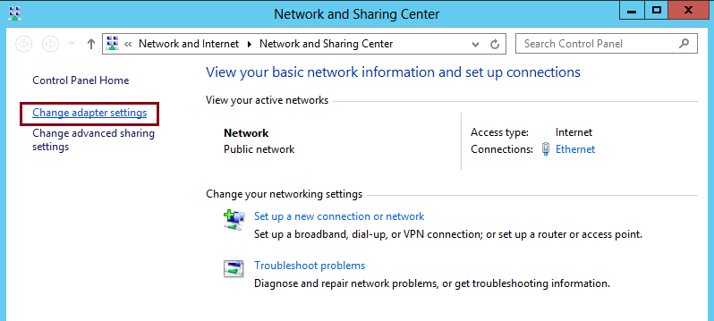 static IP Address to windows server 2012