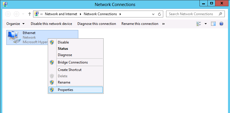 static IP Address to windows server 2012