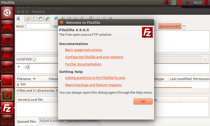 ubuntu filezilla remote site requirements